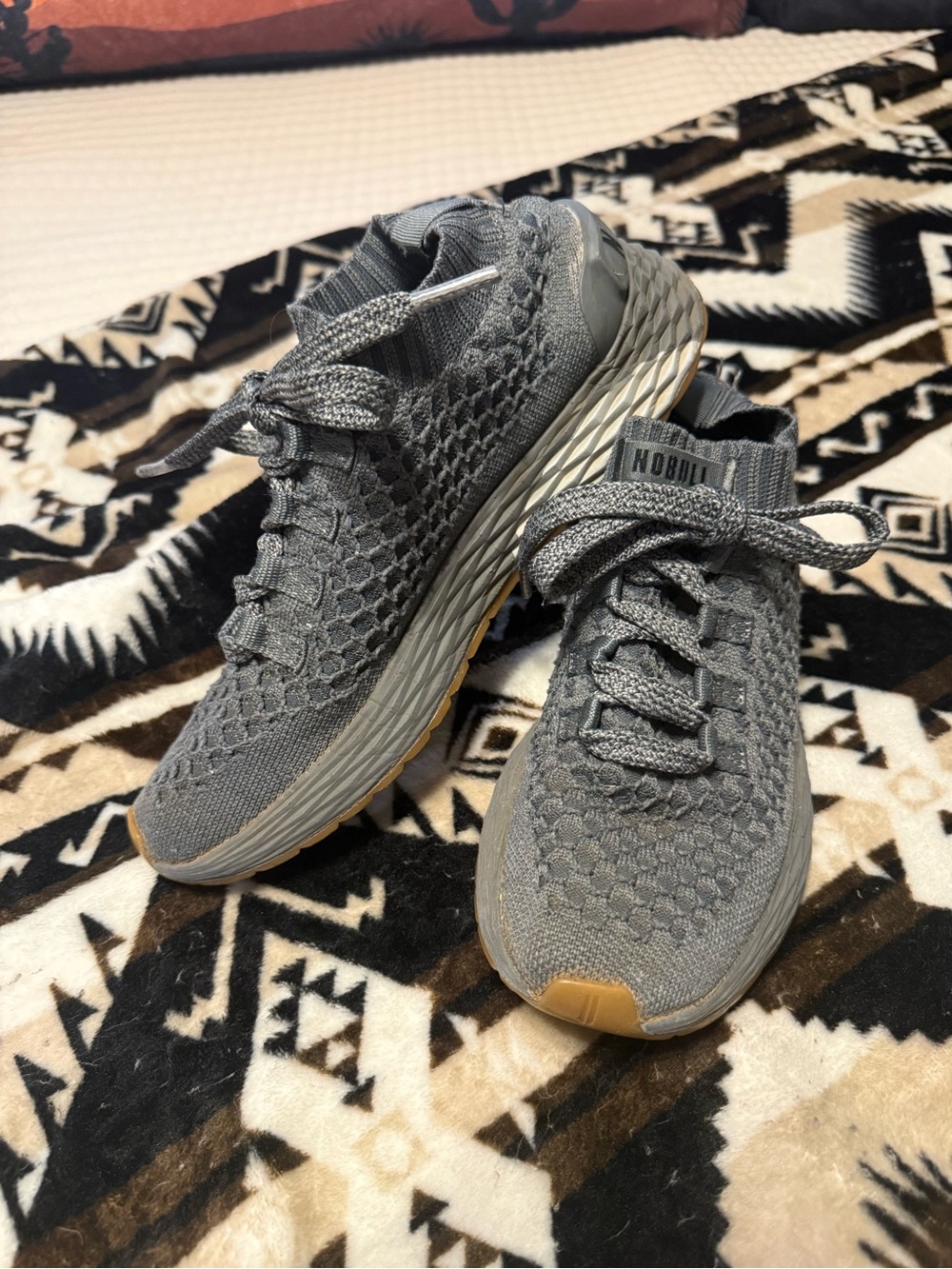 NOBULL Grey Knit Women's Training Sneakers with Gum Accents